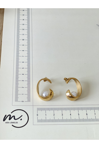 Rupen Kraft 316 L Surgical Steel Pearl Stylish Design Steel Earrings