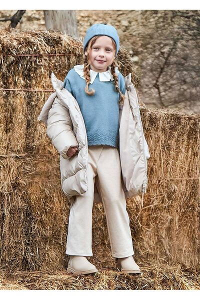 MAYORAL Girl's Pleated Knitted Trousers Cream 4573