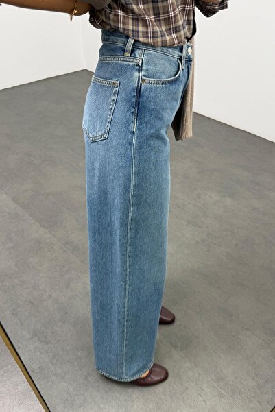 5in1Canpolat Blue High Waist Wide Leg Jeans
