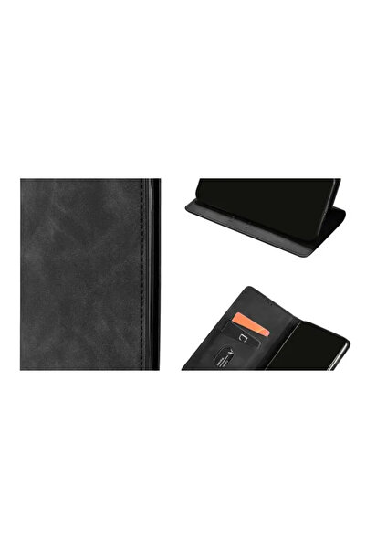 Deluxe Husă compatibilă cu Honor 400 Lite – tip carte, piele neagră, funcție ...