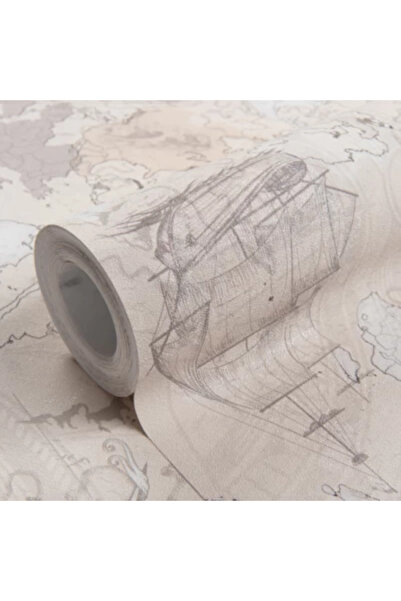 MallDeco Wallpaper for children's room, gray with beige, vinyl, Odissey model