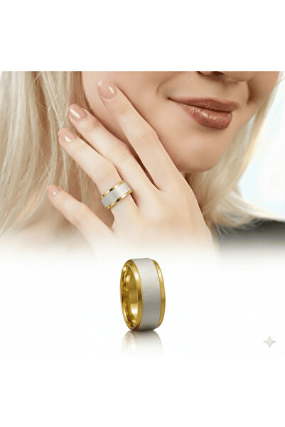 Tesbihane Gold and Silver Color 316L Quality Stainless Steel Women Ring Wedding Ring 14 Size