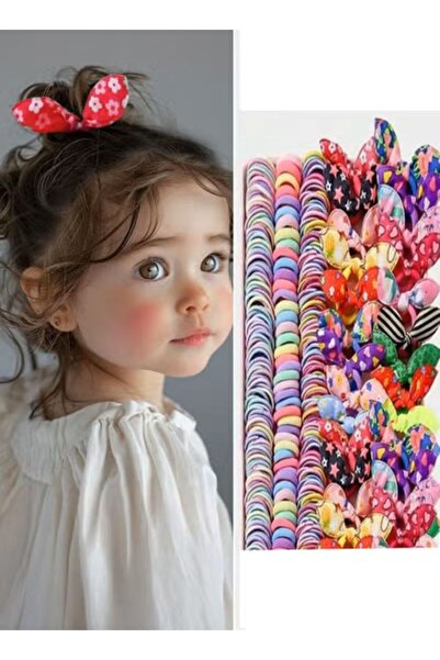 CN 260 قطعة من مجموعة بسيطة لشعر الأطفال البنات، تحتوي على شرائط شعر مطاطية، و مشابك شعر بتصميم فراشة.