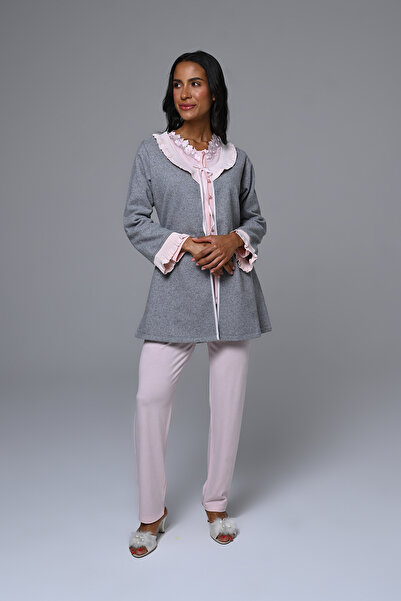 Lohusa Homewear Set de pijamale pentru femei, cu nasturi în față, cu design s...