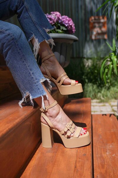 SHOEMOL SKD-041 Nude Bantlı Comfort Sandalet