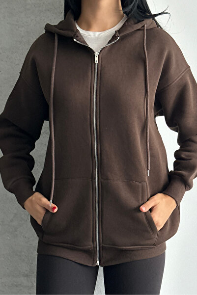 macharel jeans Φούτερ με κουκούλα με κουκούλα με μεταλλικό φερμουάρ με 3 κλωστές