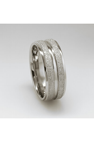 Tesbihane Silver Color Modern Design 316L Quality Stainless Women Steel Ring Wedding Band - 18 Size