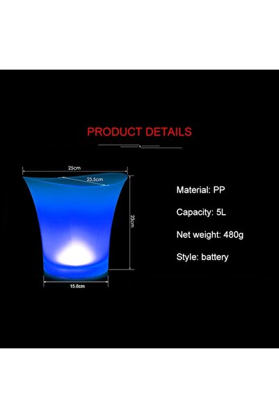 Bizaical Ice Bucket with LED, Bizaical, 5L Capacity, Plastic/Polypropylene, Multicolor