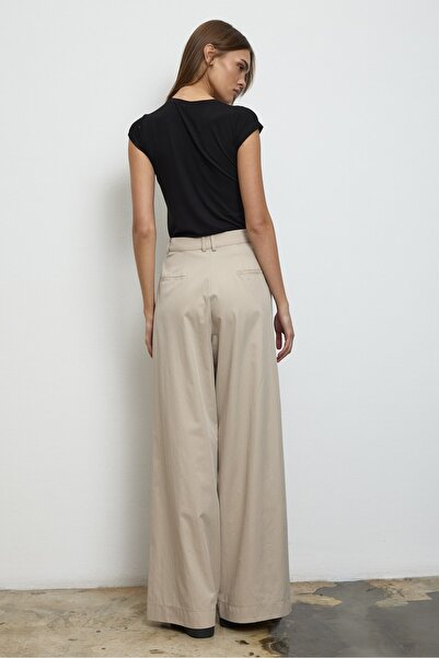 QANU Cotton Palazzo Pants Beige
