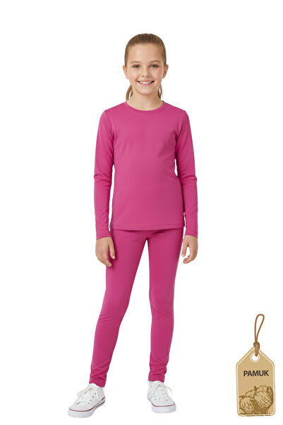 Difa Girl's Leggings and Long Sleeve T-Shirt Bottom Top Set 3-Piece Colorful Set (6 Pieces) – Fuchsia Lilac Powder