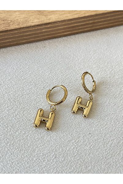 Rupen Kraft 316 L Surgical Steel Letter Earring H Letter Steel Balloon Earring