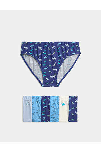Marks & Spencer ​7'li Saf Pamuklu Dinozor Desenli Erkek Çocuk Külot (2–8 Yaş)​