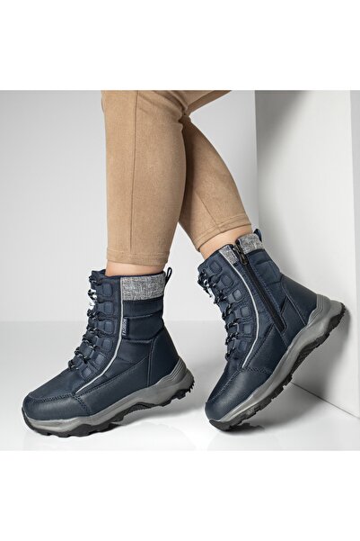 BMoD Ghete de damă din material matlasat albastru, cu șireturi și talpă groasă MOD12898