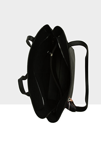 Bagmori Чорна жіноча сумка-тоут з трьома відділеннями та шарфом M000008659