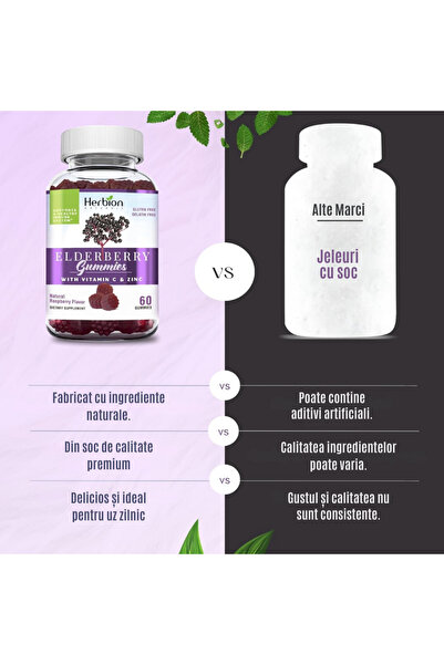 Herbion Naturals Gummy Candies with Elderberry Extract, Vitamin C and Zinc, 60 pectin jellies