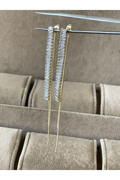 Rupen Kraft 316 L Cerrahi Çelik Baget Taşlı Su Yolu Abiye Çelik Küpe