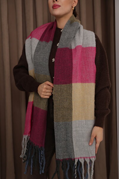 Jack Ferrero Örme kumaş Düz kesim Püsküllü bitiş Yumuşak Dokulu Kadın Atkı Şal Omuz Şalı 190.0x50.0 cm.