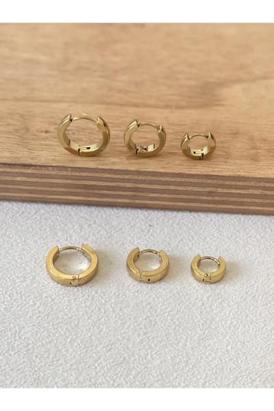 Rupen Kraft 316 L Surgical Steel Steel Hoop Earring Set (6 Pieces) Everyday Steel Earrings