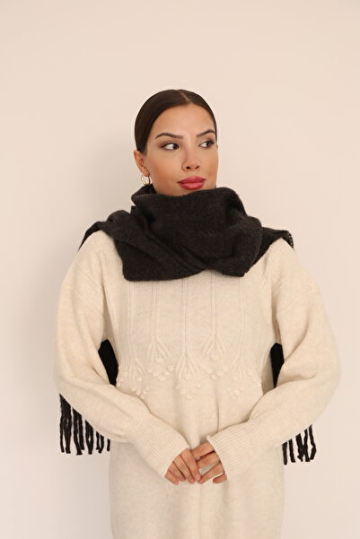 Jack Ferrero Örme kumaş Düz kesim Püsküllü bitiş Yumuşak Dokulu Kadın Atkı Şa...