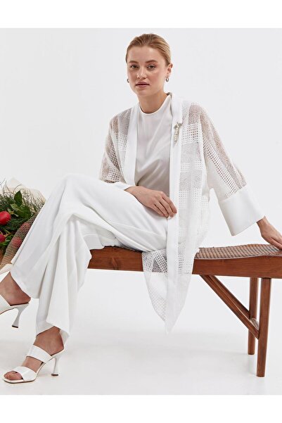 Kayra Double Suit with Lace Jacket Ecru