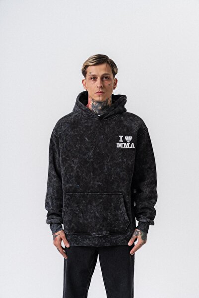 Respire Мъжка MMA качулка с принт, голям размер, черна