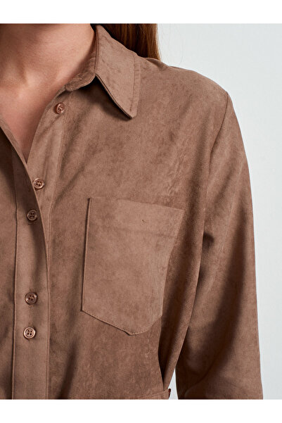 Dilvin 50518 Риза от велур с колан - Vison