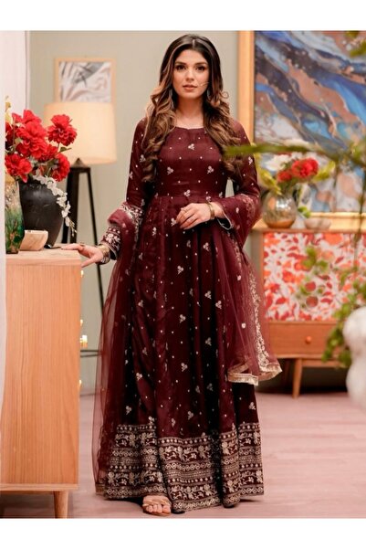 MYSMAR طقم فستان حرير شينون نبيذي - HRT2166 | نبيذي