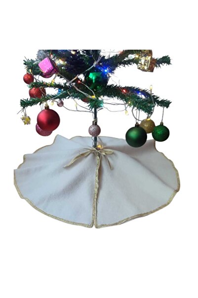 MODA NUR Christmas Tree Underlay, Pine Tree Foot Carpet Cover, Cream Color, Plush 70 cm