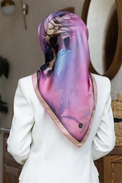Vissona Tivil Silk Scarf 60842 -8 - 0024 Pink Textured Pattern