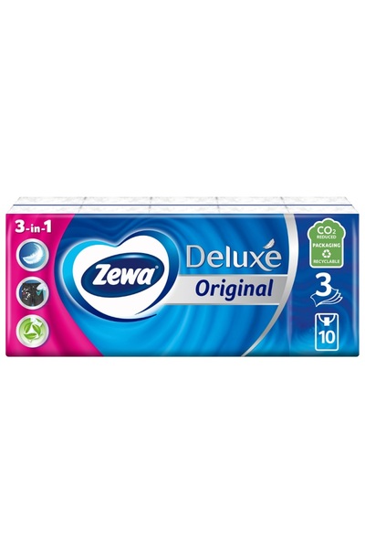 Zewa Deluxe Original – Batiste nazale, 3 straturi, 10 buc