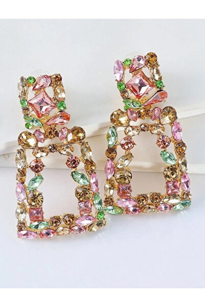 Inovius Дълги многоцветни геометрични обеци