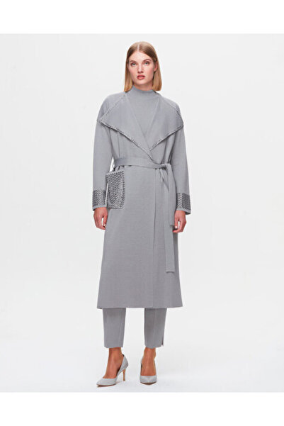 MISS DALIDA T25K-9013 Cebi ve Önü Yakası Detaylı Hırka VİALE-GREY