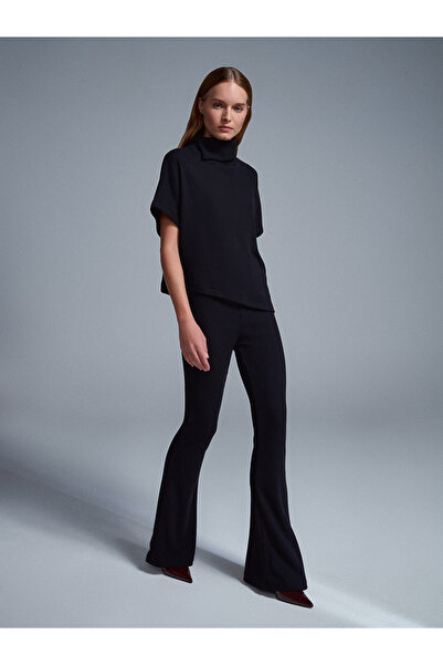 Dilvin 71910 Yüksek Bel Örme Pantolon-Siyah