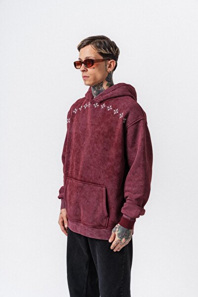 Respire Ανδρικό φούτερ με κουκούλα με στάμπα Muse, που πλένεται, Oversize Hoodie Claret Red