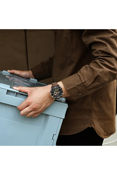 Naviforce Men's Watch Chronograph Casual Analog Digital Quartz Brown Leather