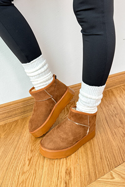 Cappmoda Ayk-1022 Tan Medium Size Winter Boots with Fur Inside