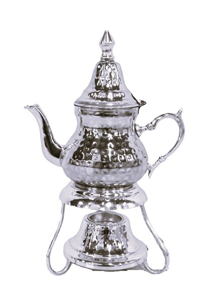 LUXURY إبريق شاي مغربي بقاعدة تدفئة من النحاس المطروق سعة 1000 مل