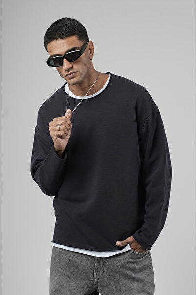Butik Trend Biz Oversize Pis Collar Men's Plain Sweatshirt