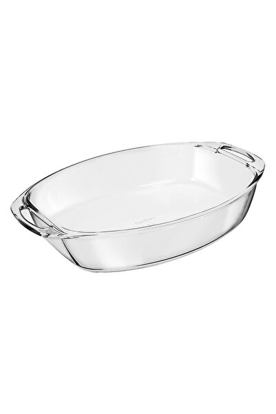 Marinex محمصة زجاجية بيضاوية متوسطة الحجم بمقبض سعة 3.2 لتر - متينة ومقاومة للحرارة وشفافة