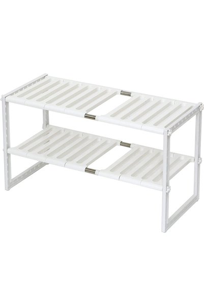 awwaline Raft organizator extensibil cu 2 etaje, alb, 38-70 x 26 x 38 cm