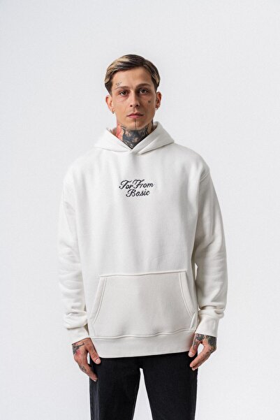 Respire Мъжка блуза с качулка Far From Basic с бродерия в цвят екрю