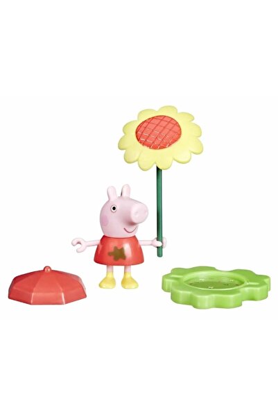 Hasbro Figure Peppa Pig, Peppa with Mud Puddle, Accessories Umbrella and Flower, Multicolor, 7.5 cm