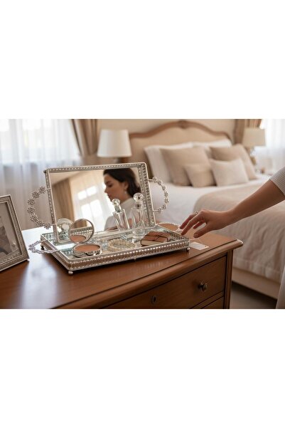 ROY KING DİKD.KULPLU METAL AYNALI TEPSİ 30*20*4 CM