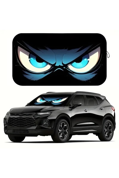 Dodemert Home ستارة شمسية للزجاج الأمامي قابلة للطي من البوليستر بتصميم عيون ...