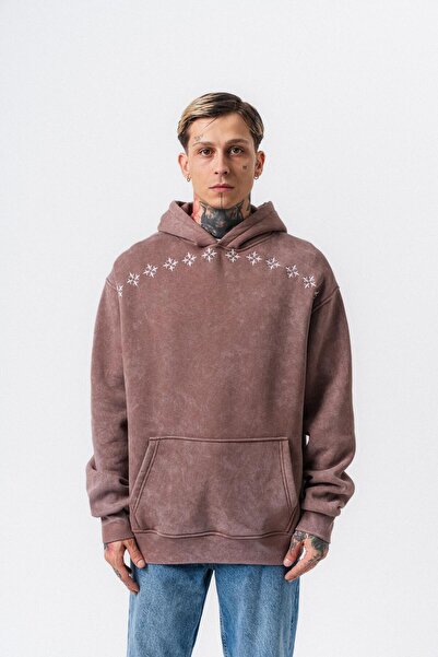 Respire Ανδρικό φούτερ με κουκούλα με στάμπα Muse, που πλένεται, Oversize, κακάο
