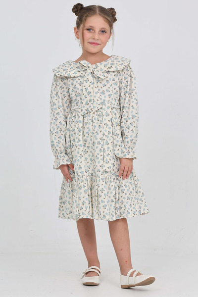 MODANINO Момичешка рокля с панделка на врата, връзваща се в талията, с флорал...