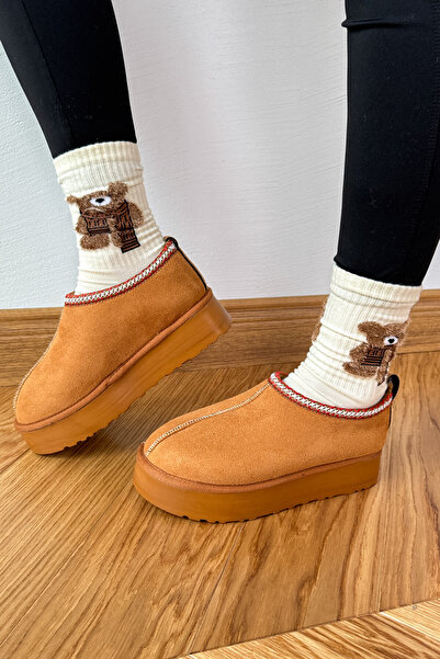 Cappmoda Ayk-1023 Tan Fur Lined Ankle Boots