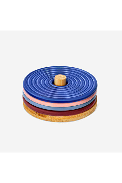 Flying Tiger Copenhagen Bambu Standlı Seramik 4'lü Altlık Seti