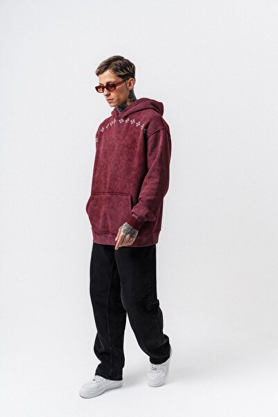 Respire Ανδρικό φούτερ με κουκούλα με στάμπα Muse, που πλένεται, Oversize Hoodie Claret Red