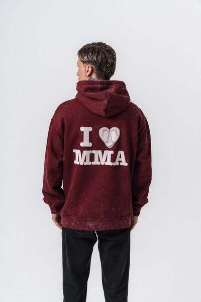 Respire Мъжка MMA качулка с принт, голям размер, бордо